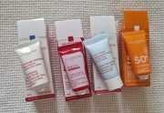 Clarins zestaw do pielegnacji ciała 4 sztuki balsam krem spf mleczko scrub