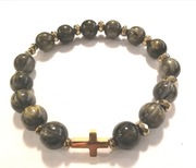 Różaniec bransoletka dziesiątka czarna złota z żywicy  hematyt 10mm