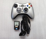 Pad Bezprzewodowy Xbox 360 Srebrny D-Pad JAK NOWY +Play & Charge Kit 