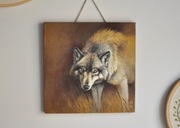 Wilk z przeszywającym spojrzeniem - obraz akrylowy, oryginalne malarstwo