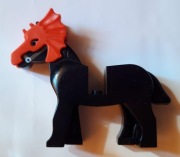 LEGO KOŃ CZARNY + PRZYŁBICA CZERWONA 4493c01pb02 6125 