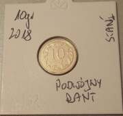 10 groszy 2018 r.  DESTRUKT.... PODWÓJNE BICIE,  DATA