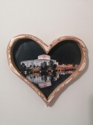 Drewniana ramka na zdjecie w kształcie serca