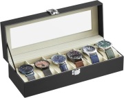 Organizer pudełko etui zegarki na 6 szt SONGMICS czarne nowe premium