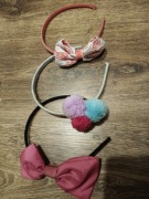 3 opaski na głowę kokarda pompon 