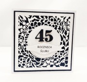 Elegancka kartka ręcznie robiona na 45 rocznicę ślubu (Szafirowe Gody)