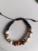 Bransoleta męska,jaspis,magnezyt,agat,hematyt,kokosowe drewno