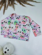 Kolorowa bluza dla dziewczynki zakładana przez głowie z puchate ptaszki