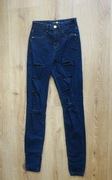 M 38 Boohoo granatowe spodnie rurki jeansowe jeans