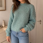 lindex M 38 sweter unikatowy splot 3d morski bawełna sweter golf
