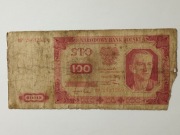 Banknot Polska PRL 100 złotych 1948r. seria DP ( bez ramki ) - Robotnik