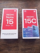 2 fabrycznie nowe smartfony Xiaomi Redmi Note 15 Pro+ oraz Redmi 15C