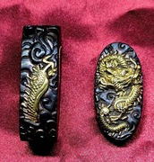 Fuchi kashira smok okucia miecza katana wakizashi
