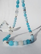 Biżuteryjna smycz do telefonu Agat morski i Jedeit, brelok gsm XS