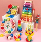 DUŻY ZESTAW 9 CZĘŚCI MONTESSORI DREWNIANE ZABAWKI EDUKACYJNE EKO