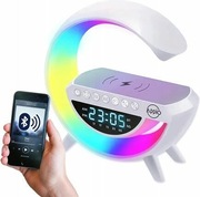 LAMPKA LED RGB ŁADOWARKA INDUKCYJNA QI GŁOŚNIK BUDZIK RADIO ZEGAR
