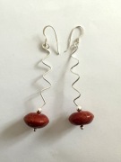 Srebrne Nowe Kolczyki z Koralowcem