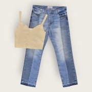 Mango jeansy 38 M jasny denim przetarte postrzępiony dół 