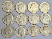2 zł Polonia, Głowa kobiety - zestaw 12 szt monet -roczniki, 1932,1933,1934