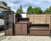 Komplet BRW Sorrento do salonu witryna + szafka RTV + komoda + półki