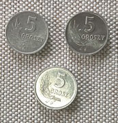 Polska Rzeczpospolita Ludowa 1950 - 1990 , 5 grosz 1968 zestaw 3 sztuki