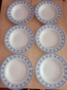 6 x talerz obiadowy głęboki biały niebieski wzór