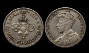 Mauritius 1/4 Rupii 1934, Jerzy V, Srebro 916 (Kolekcja Prywatna)