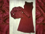 Sukienka i bolerko bordowy aksamit, święta/sylwester r.40/42