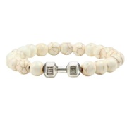 Bransoletka srebrny hantel biały marmur 21cm