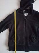 FUTERKOWA DWUSTRONNA BLUZA CZARNA/PASKI Z KAPTUREM 11L       