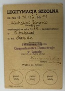Legitymacja szkolna Leszno 1947 Sieraków Kościan 