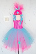 Sukienka tutu tiulowa przebranie strój Poppy Trole Trolls karnawał bal tiul