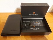 Nowy Portfel męski PRÓCHNIK, Czarny, Skóra naturalna