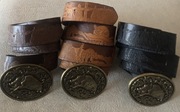 Pasek skórzany myśliwski 3szt. DZIK ODYNIEC czarny, brązowy, NOWY 120cm. 