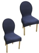 Elastyczne pokrowce na krzesła z okrągłym oparciem 4 szt. granatowe