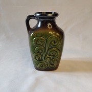 Wazon ceramiczny -szkliwiony - zielony - VEB HALDENSLEBEN - lata 60