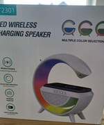 LAMPKA NOCNA LED RGB ŁADOWARKA INDUKCYJNA 15W GŁOŚNIK BLUETOOTH RADIO FM