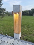 Lampa ogrodowa z betonu i drewna