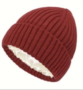 CZAPKA Z SATYNOWĄ PODSZEWKĄ BEANIE OCHRONA WŁOSÓW NIE PUSZY