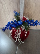 Duża bombka świąteczna ręcznie wykonana prezent niebieskie dodatki