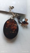 Brelok zawieszka owal puzle żywica epoksydowa brązowy handmade 