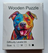 Puzzle 3D drewniane układanka pies pittbull święta prezent Christmas 