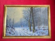 Stary obraz na płótnie sygnowany L Rasmussen 