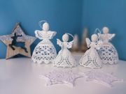 Zestaw ozdób świątecznych szydełkowych