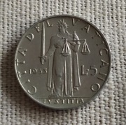 Moneta Watykan 5 Lir 1953 r.