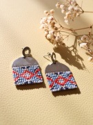 Niebiesko-czerwona plecionka - kolczyki z koralików SECRET MOON 