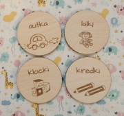 Drewniane znaczniki na pojemniki/półki