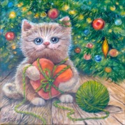 obraz olejny Kotek z serduszkiem