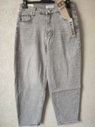 Szare Jeansy Balloony wysoki stan z paskiem 2XL