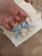 NOWA ręcznie robiona podwiązka ślubna ślub piękna! kryształki